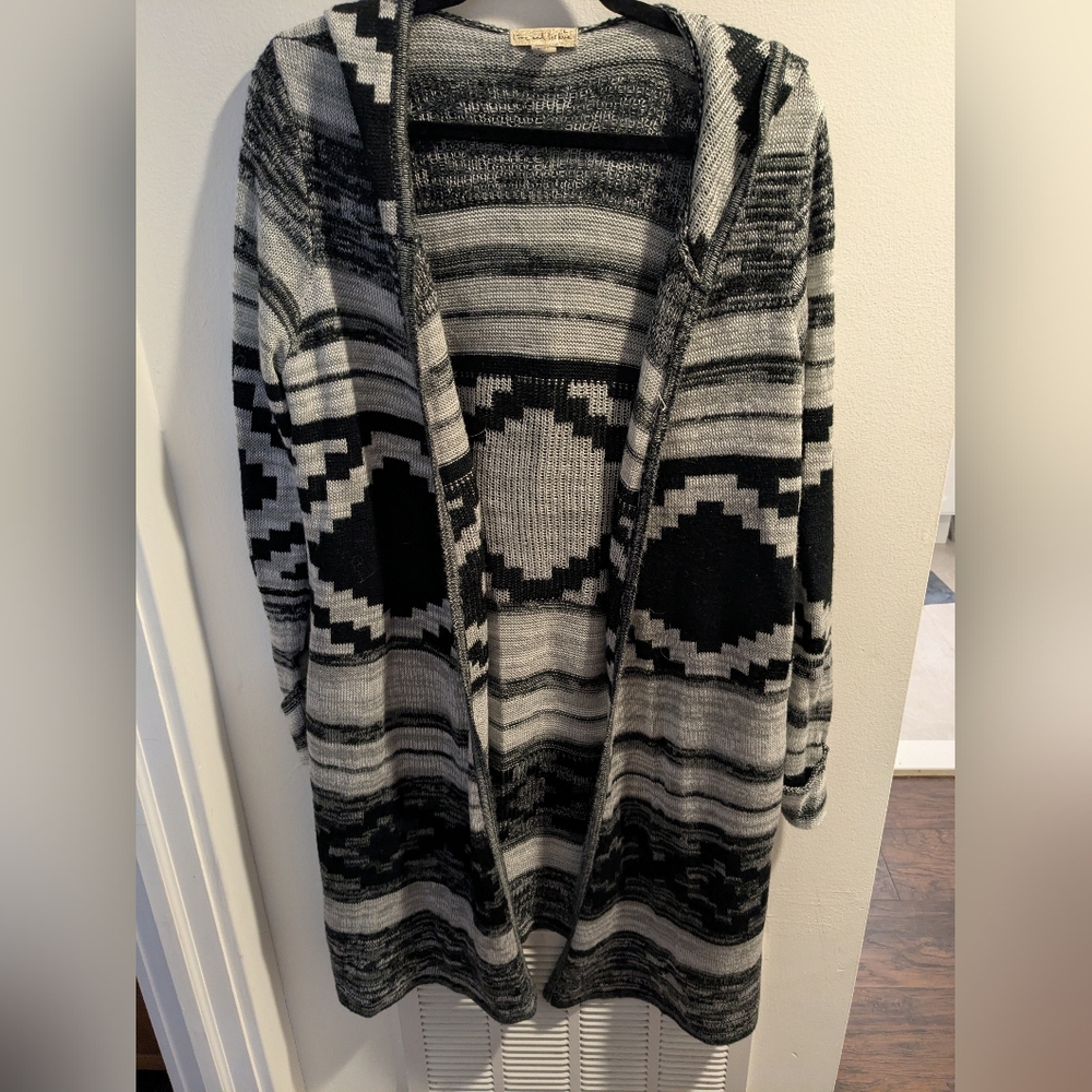 Live and Let Live Black and Gray Geometric Cardigan